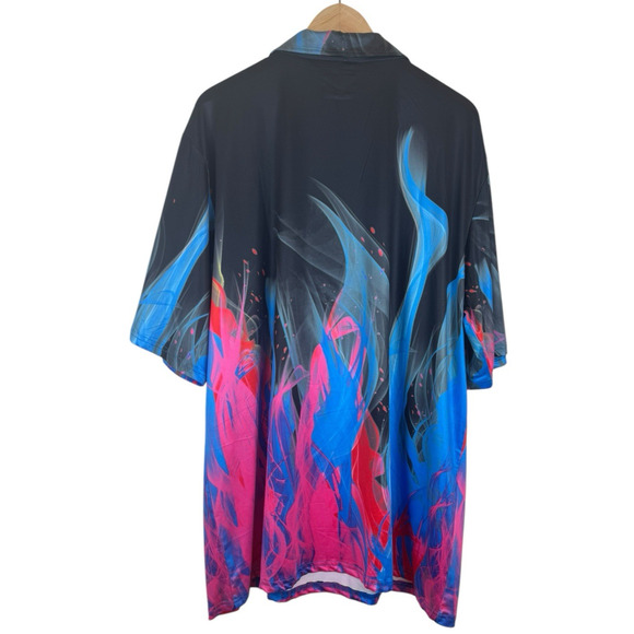 Obnoxious Golf Blue Pink Psychedelic Swirl Flame Performance Polo Size 2XL - Picture 4 of 4